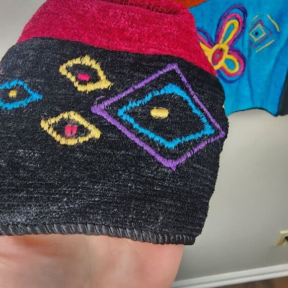 Allure Jacket Sz M women Colorful Patchwork Art to Wear Embroidered - Picture 7 of 14